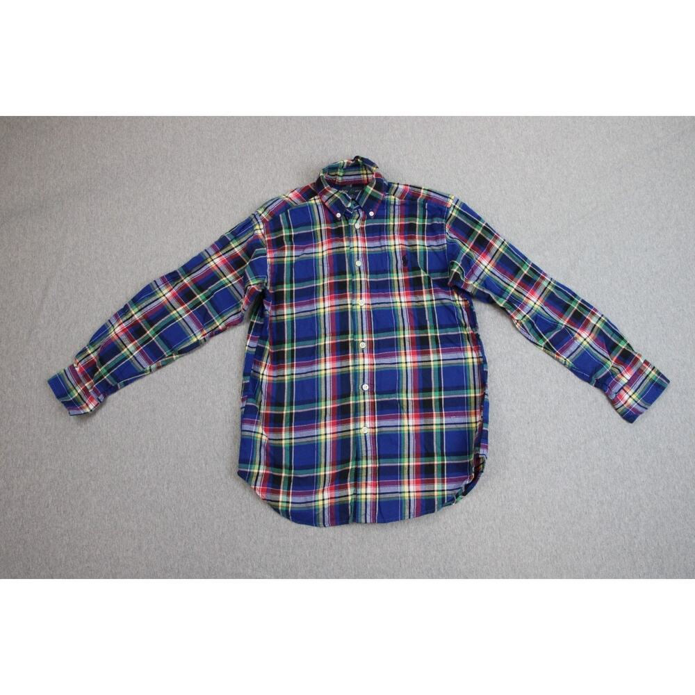 Ralph Lauren Shirt Boys Medium (10-12) Plaid‎ 100% Cotton Button-Down